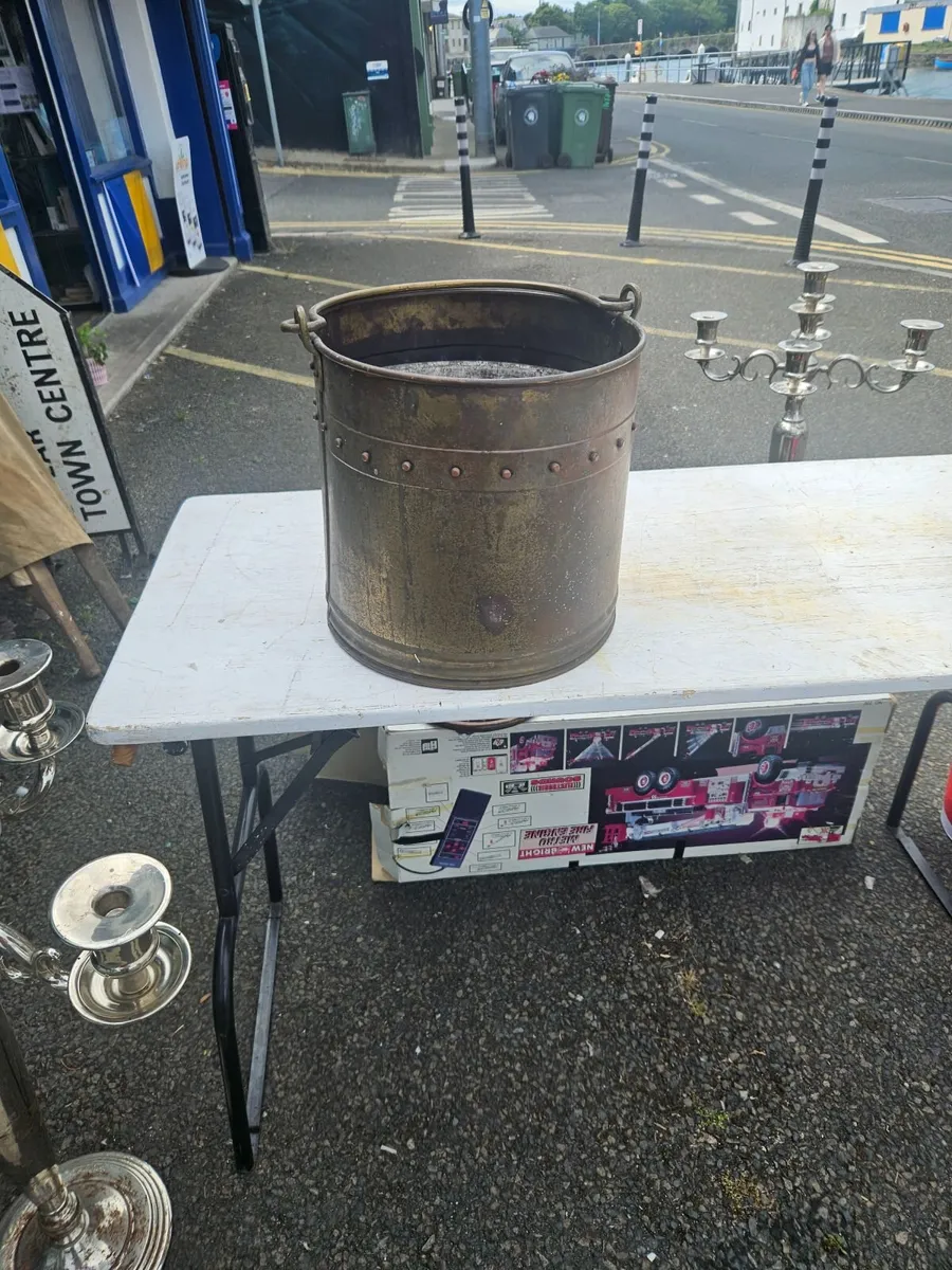 Vintage Brass Copper Bucket - Image 1
