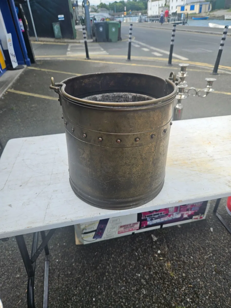 Vintage Brass Copper Bucket - Image 3