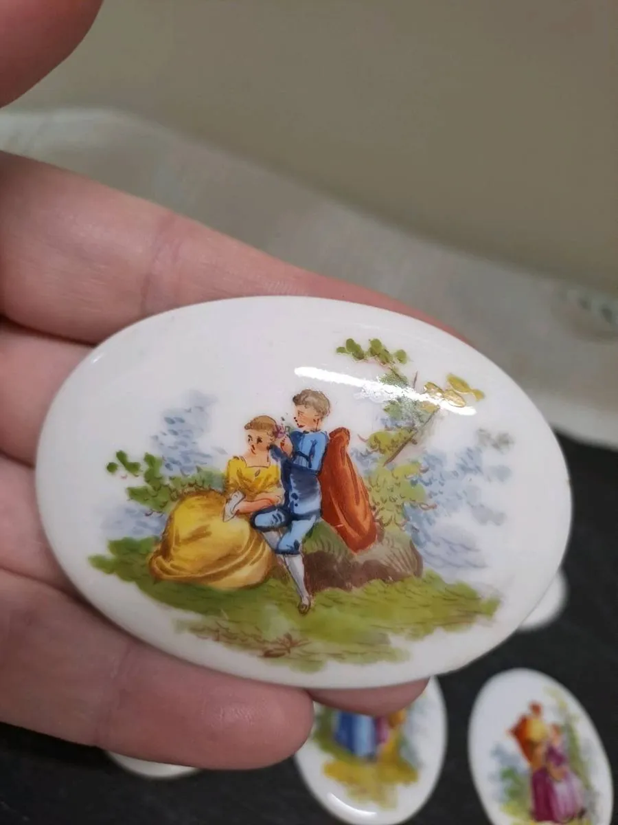 Antique Porcelain Portrait Plaques Cabochons - Image 2