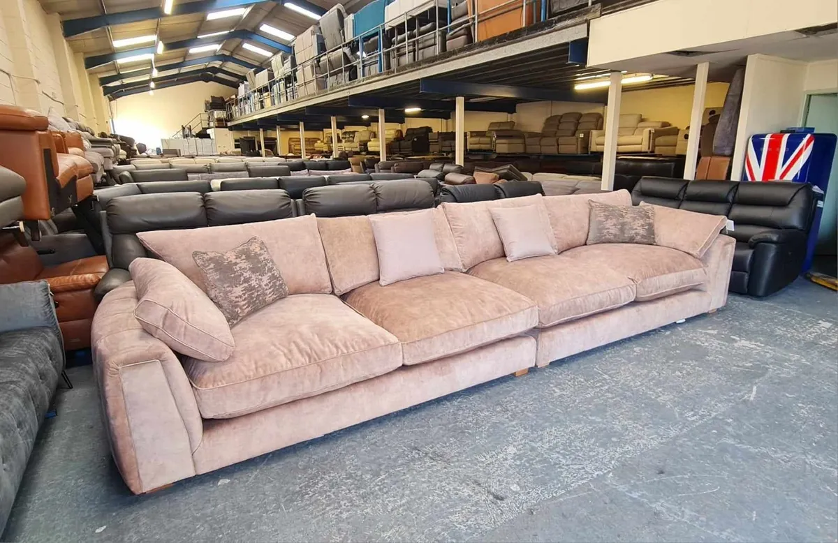 Emperor in  Champagne mix fabric 5 seater sofa - Image 3