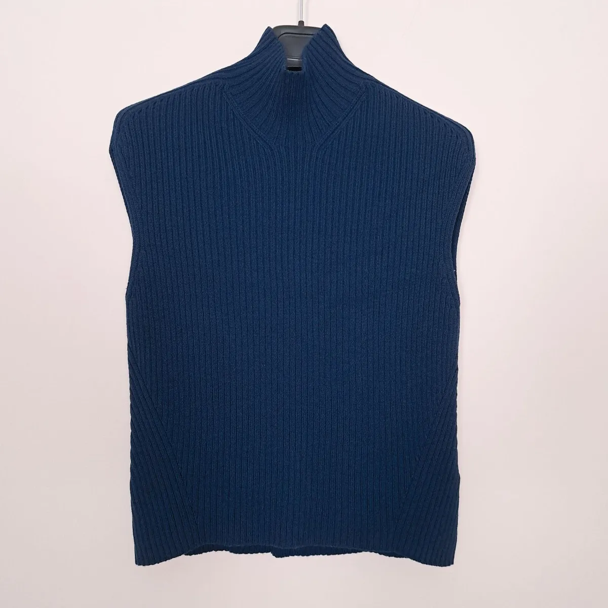 Jigsaw Navy Blue Ribbed Knit Vest Sleeveless Top S - Image 1