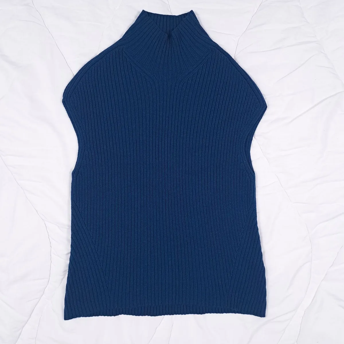 Jigsaw Navy Blue Ribbed Knit Vest Sleeveless Top S - Image 2