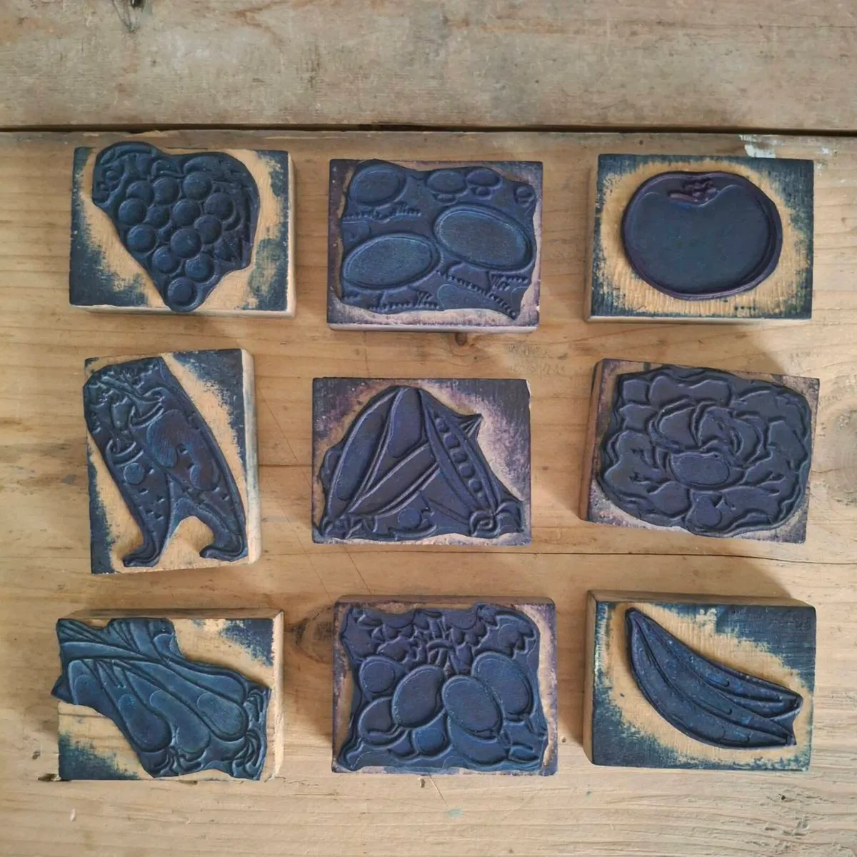1960s French Fruit & Veg Printing Blocks - Image 1