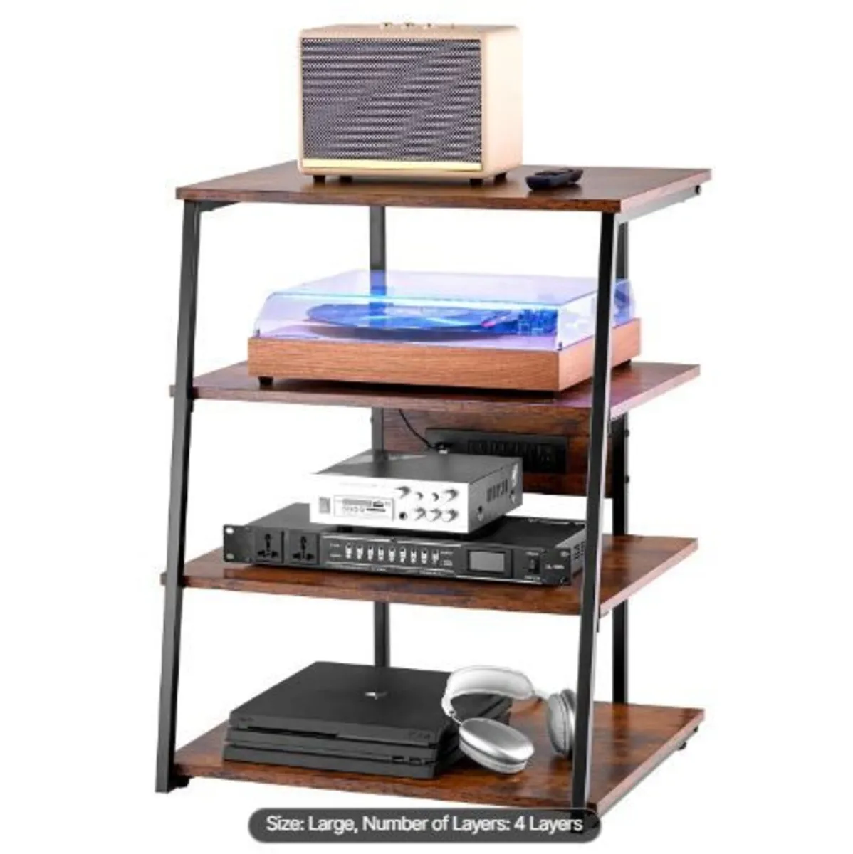 4-Tier AV Media Stand with Power Strips - Image 4