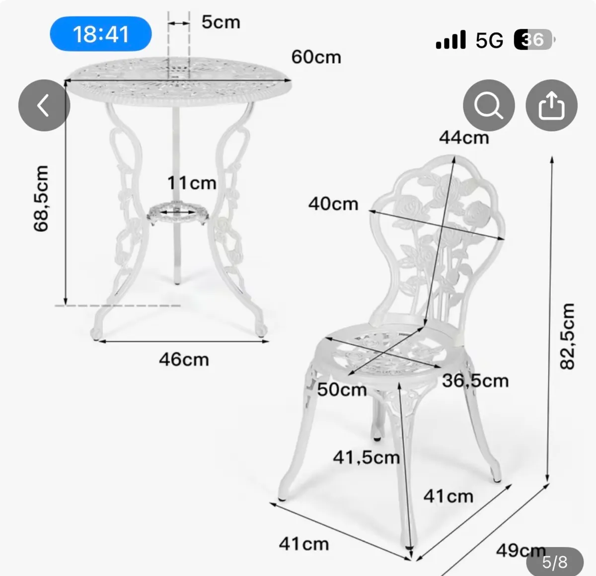 Balcony set, table and chairs, unused - Image 4