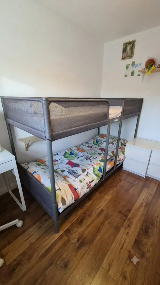Ikea metal bunk bed 90x200 with mattresses - Image 1