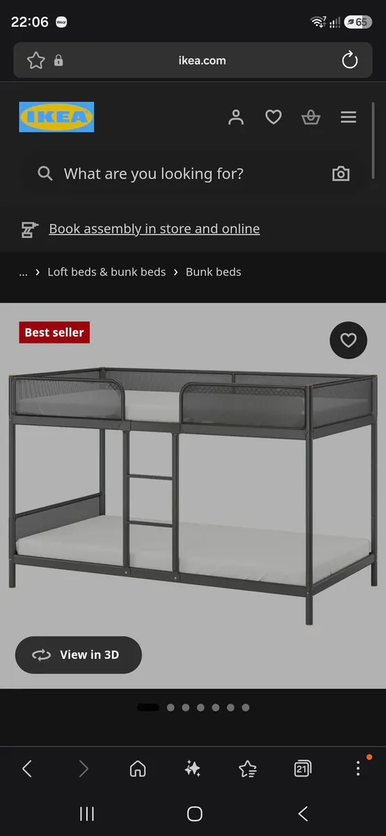 Ikea metal bunk bed 90x200 with mattresses - Image 2