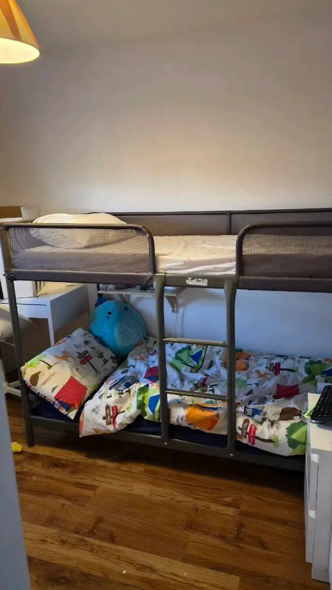 Ikea metal bunk bed 90x200 with mattresses - Image 3