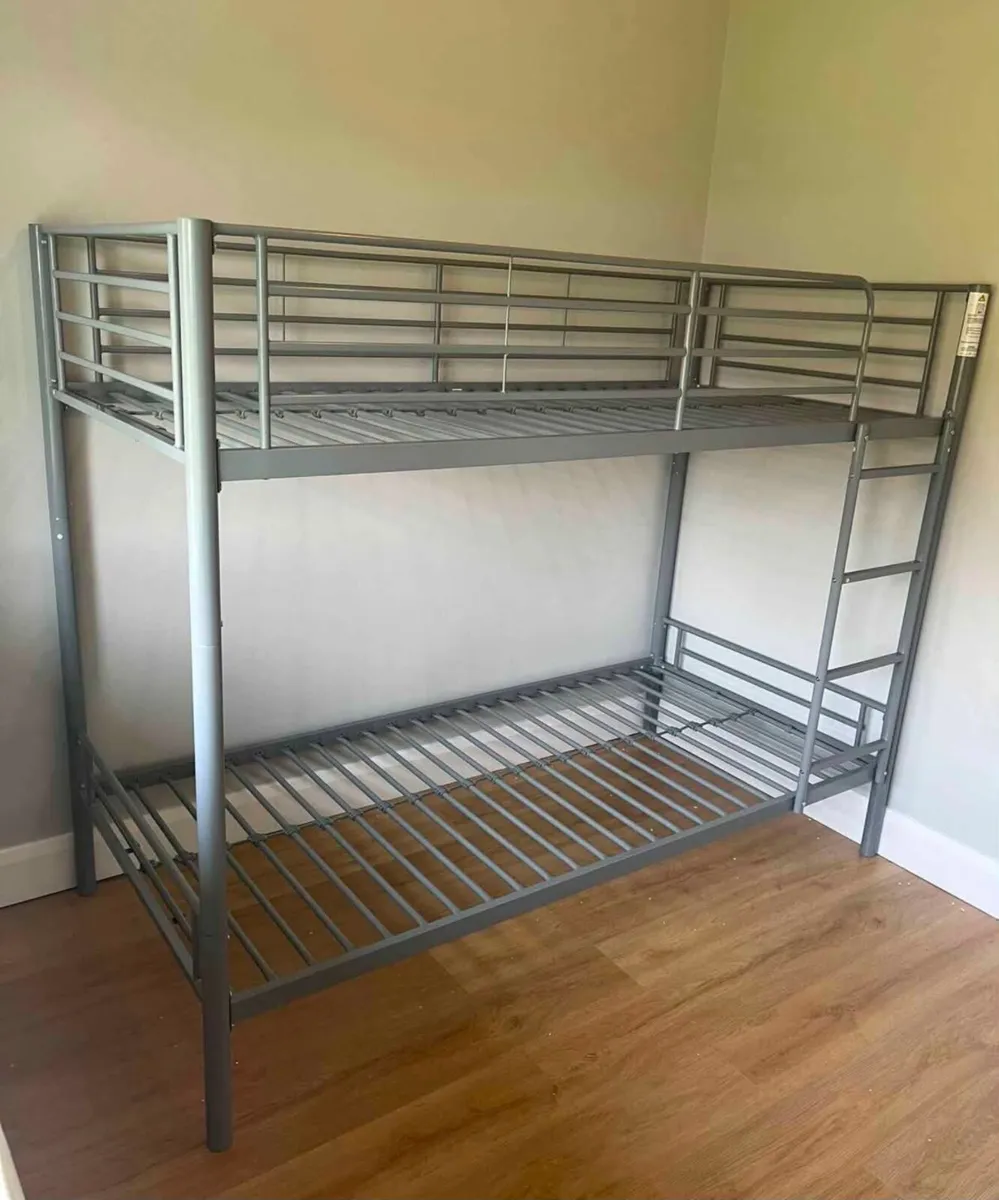 Gray single bunkbed