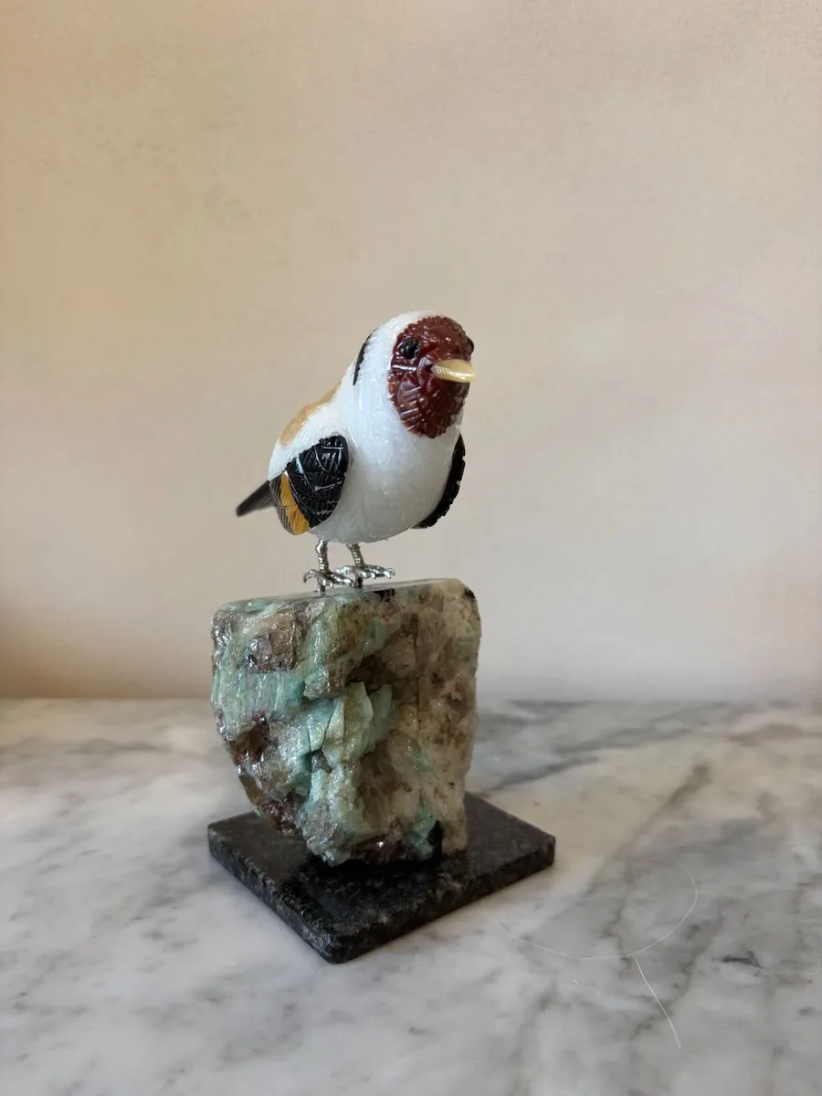 🐦 Hand-Carved Gemstone European Goldfinch - Image 3