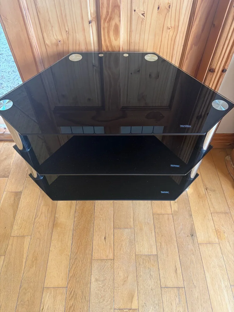 Modern Black Glass TV Stand- Excellent Condition - Image 1
