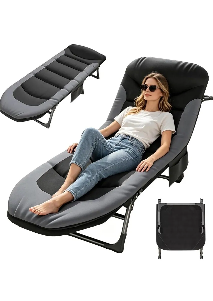 Black Folding Sun Lounger for Garden- Brand New - Image 1