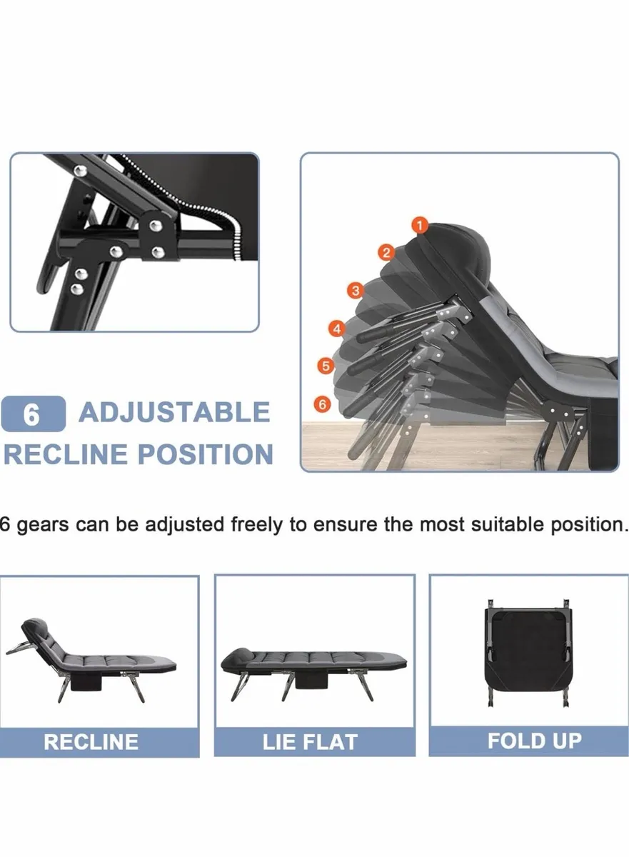 Black Folding Sun Lounger for Garden- Brand New - Image 4