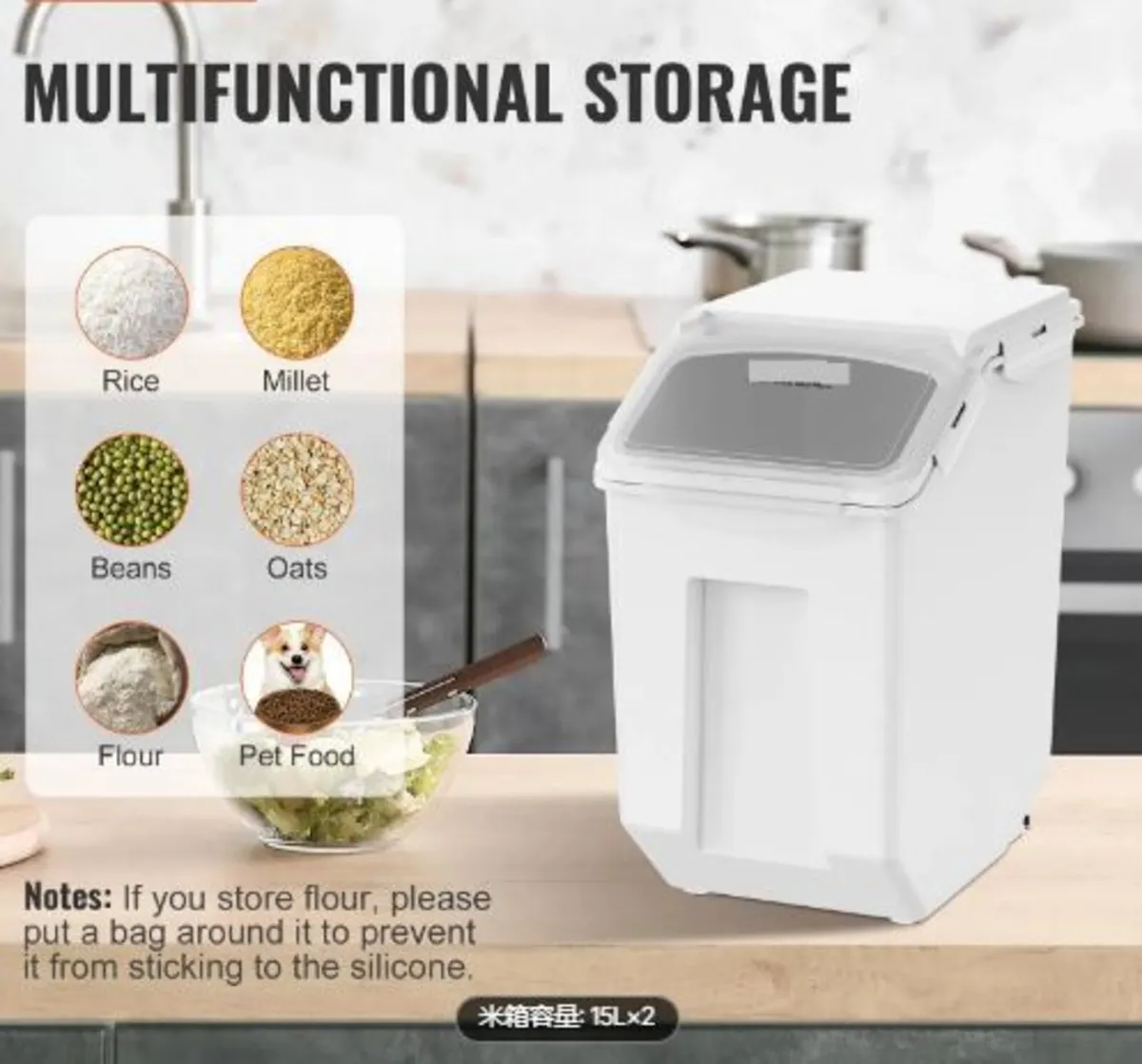 Ingredient Storage Bin, 2 x 15L Dispenser - Image 3