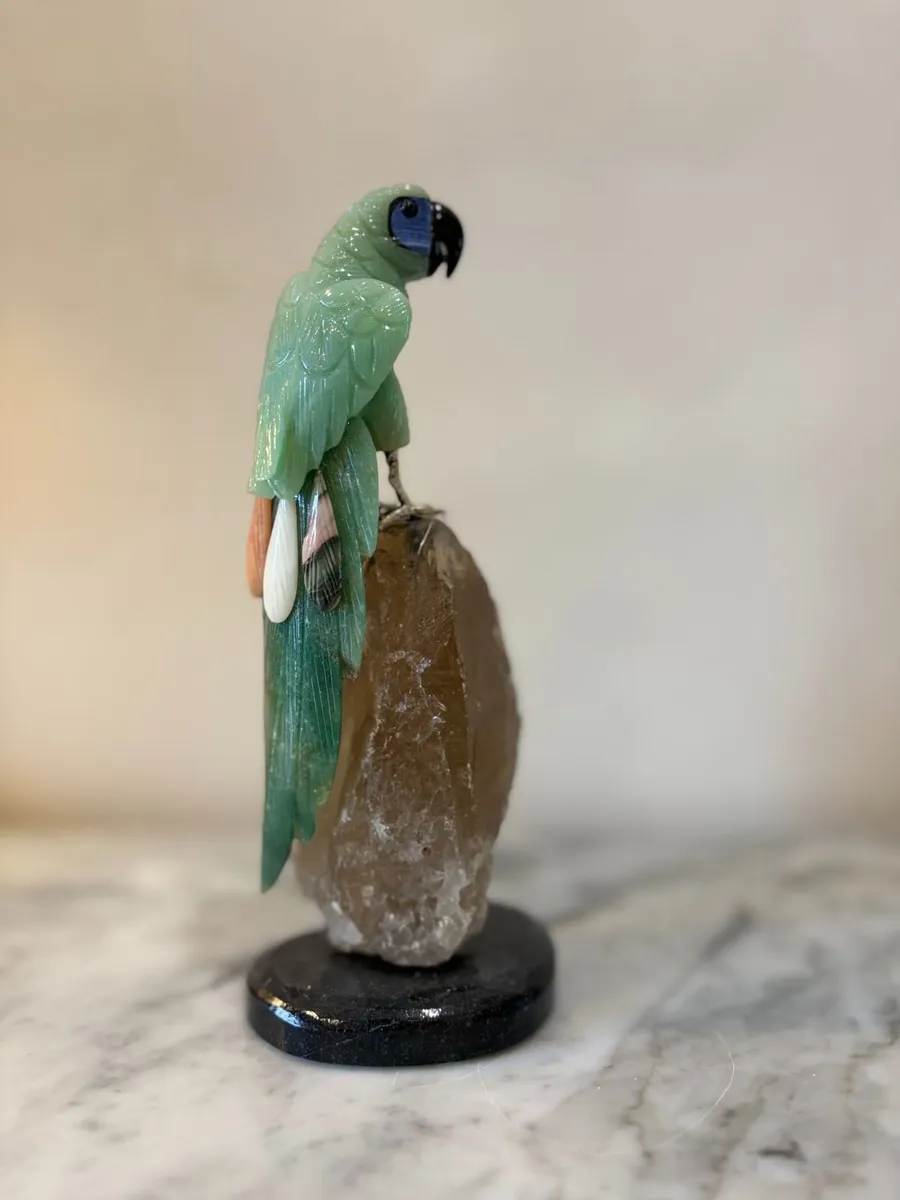 Premium Hand-Carved Gemstone Parrot Macaw - Image 4