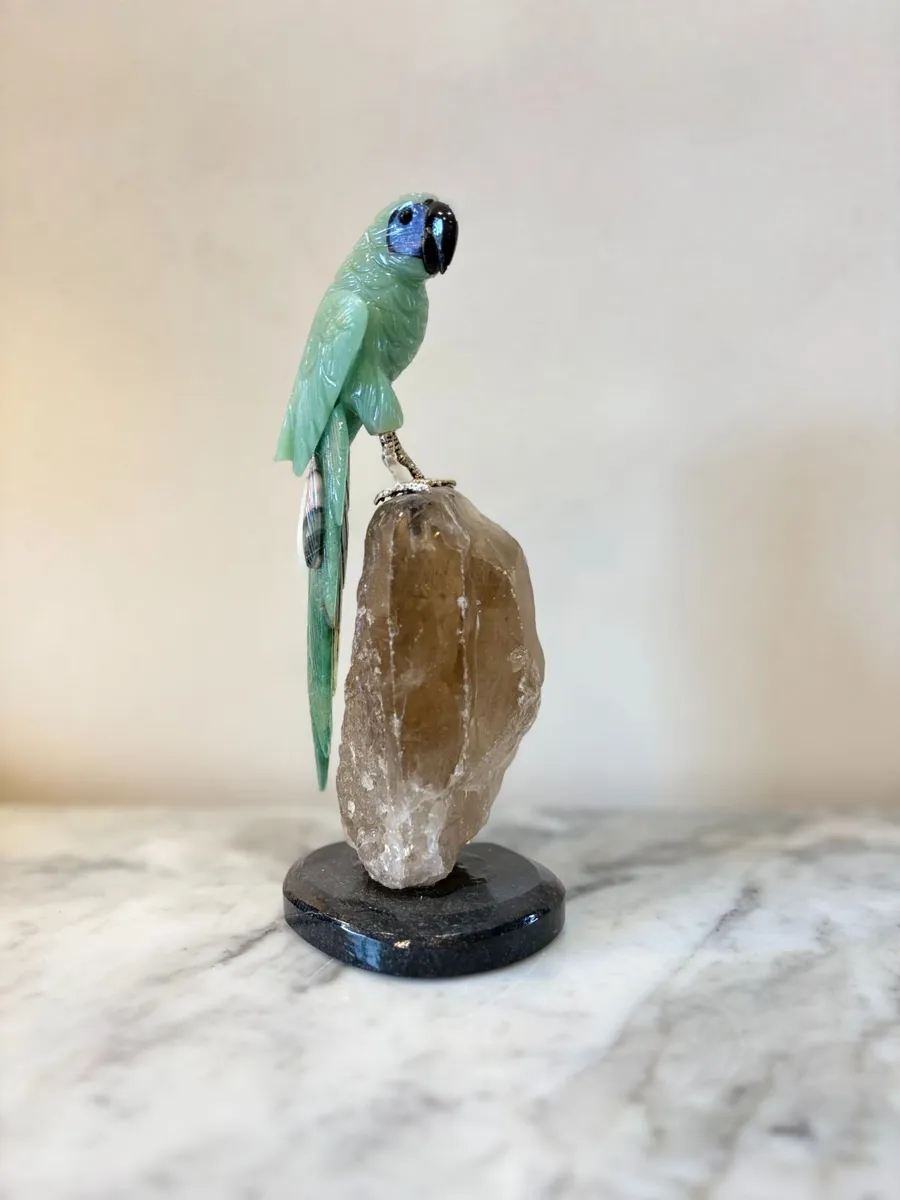 Premium Hand-Carved Gemstone Parrot Macaw - Image 1