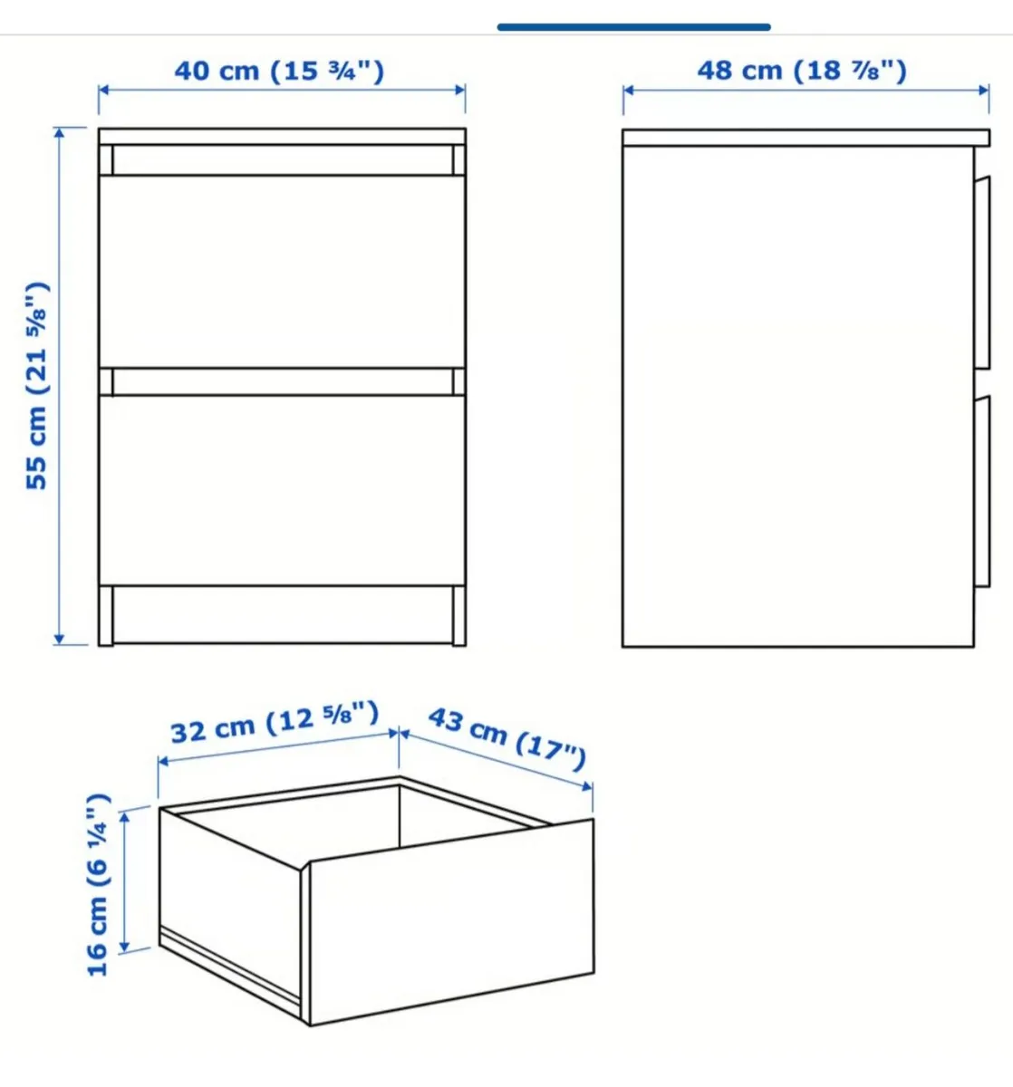 IKEA Chest of 2 drawers,  bedside table 40x55 - Image 3