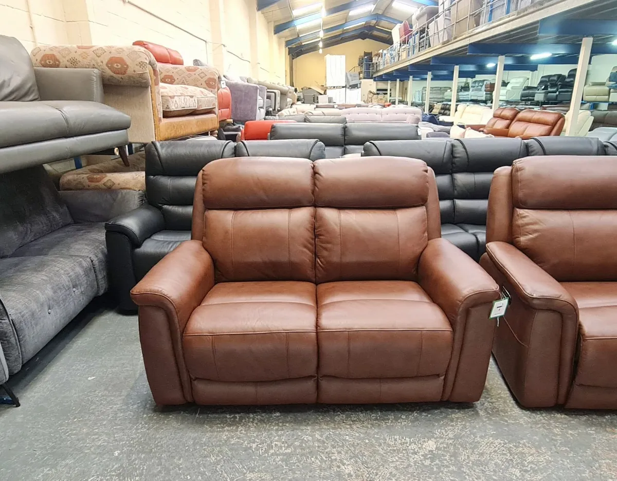 La-z-boy brown leather 3+2 seater sofas - Image 3