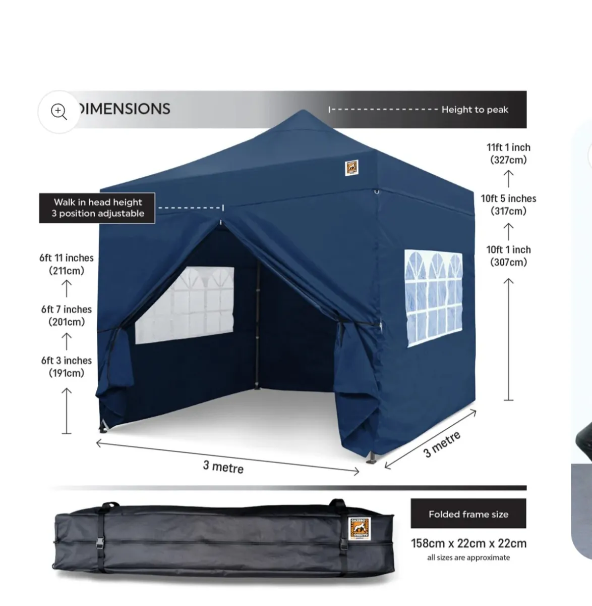 Gorilla Gazebo 3m x 3m Pop-Up Gazebo - Image 2