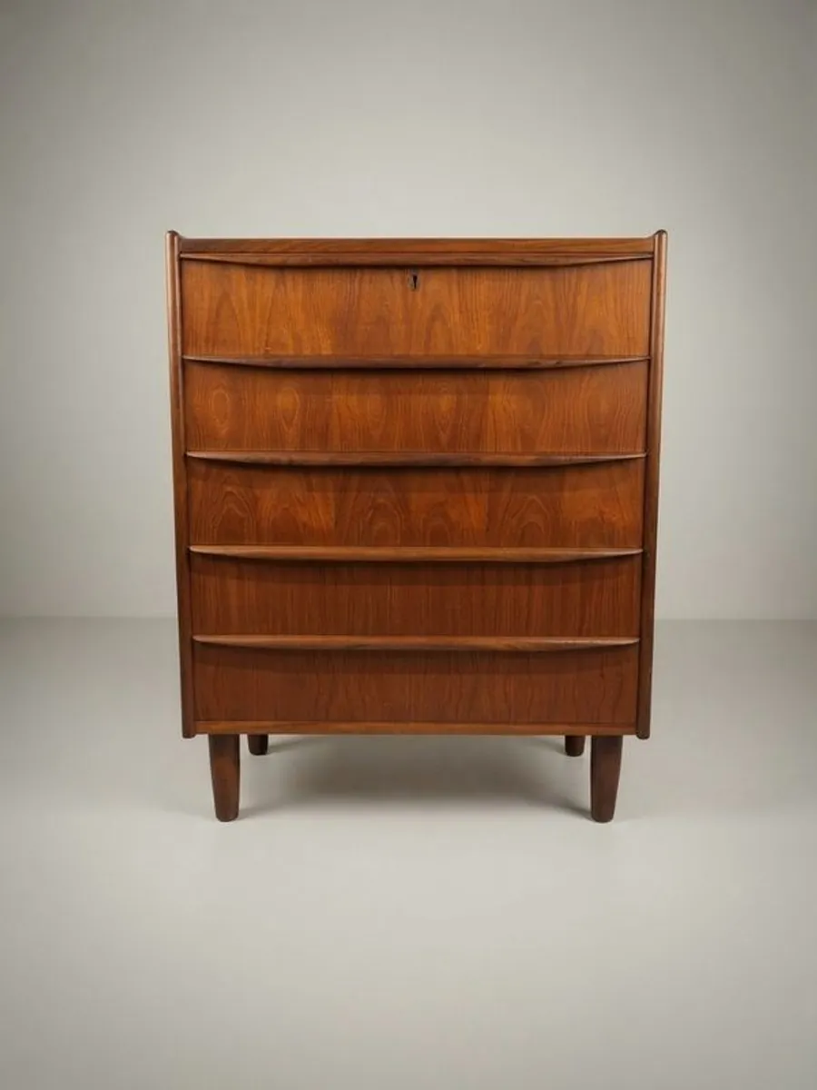 Danish Mid Century Teak Six Drawer Tallboy - Image 1