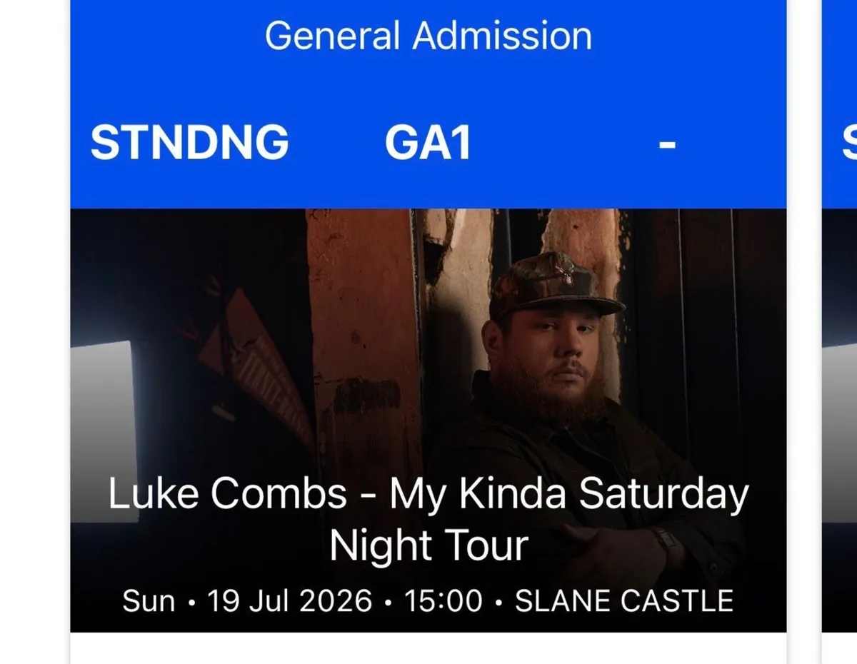 Luke Combs Tickets x 2 Sunday 19th July