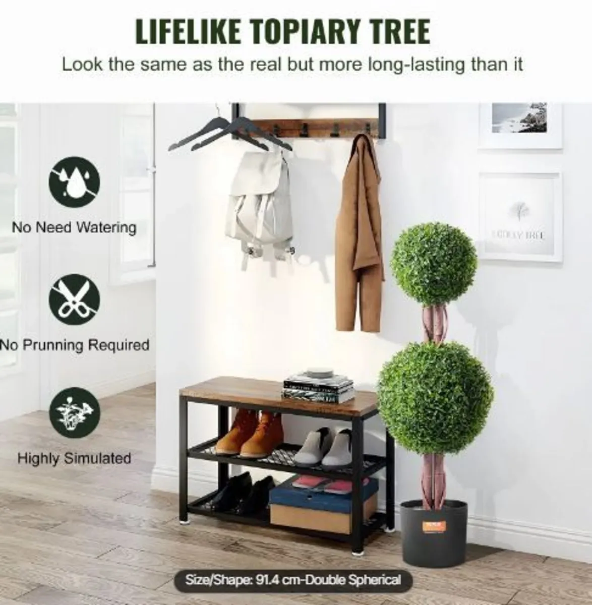 Artificial Boxwood Topiary Tree, 36 inch - Image 2