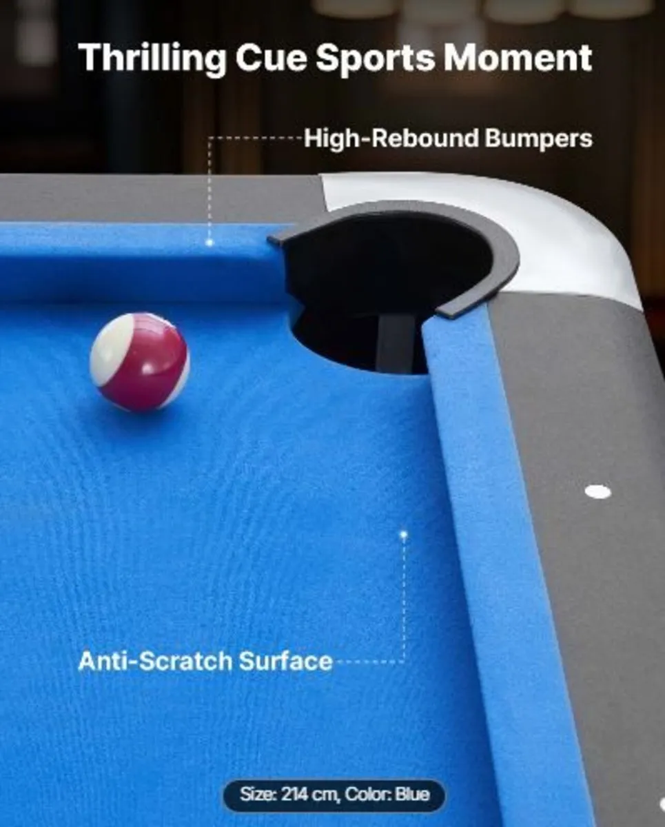 Pool Table, 213cm Portable Billiards Tables - Image 2