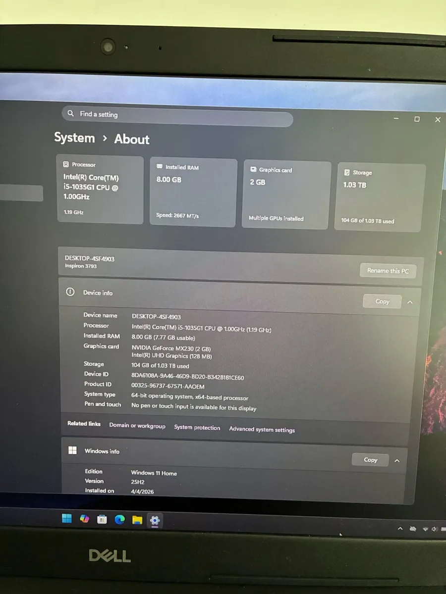 Laptop Dell Inspiron 17” 3793 | SSD , Windows 11 - Image 3