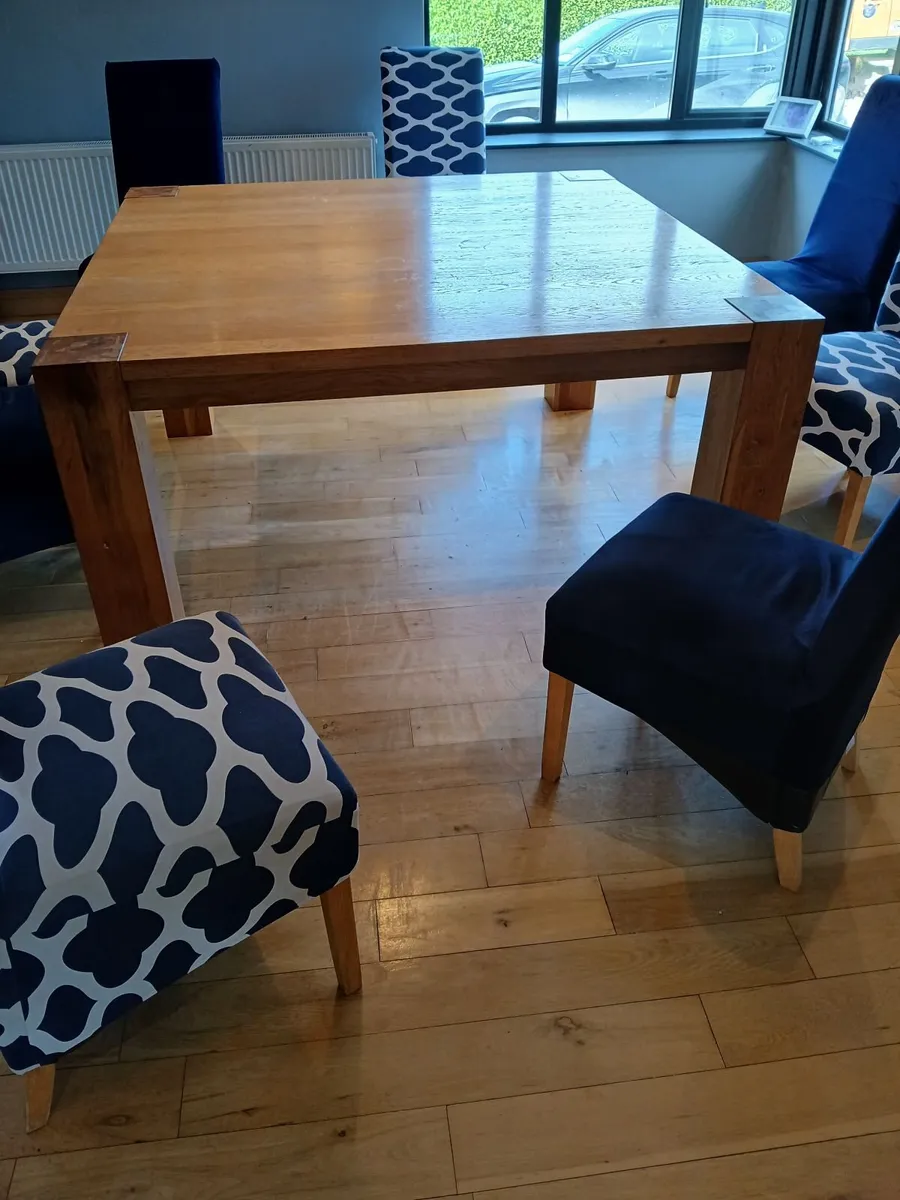 Large square sturdy Table (& 8 chairs) - Image 1