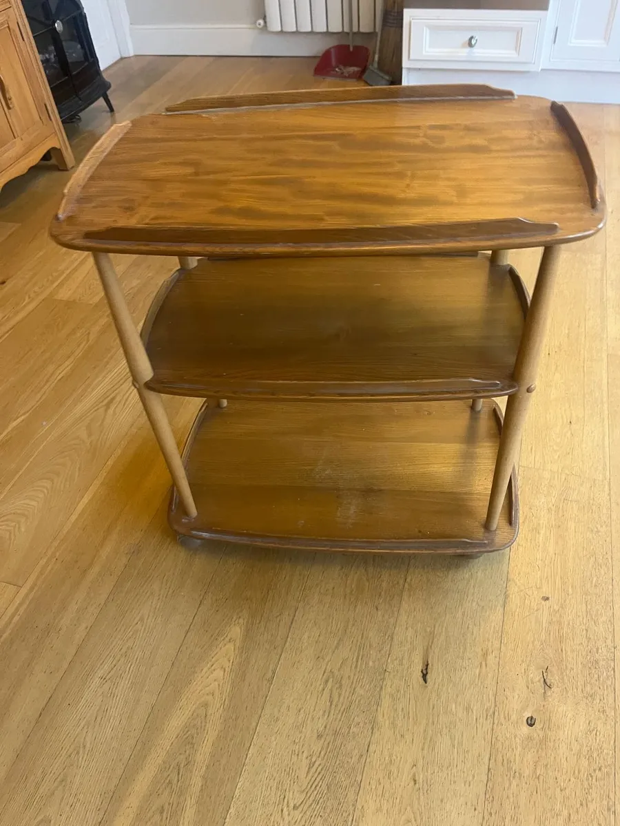 Vintage Ercol Elm & Beech Three‑Tier Drinks Trolly - Image 2