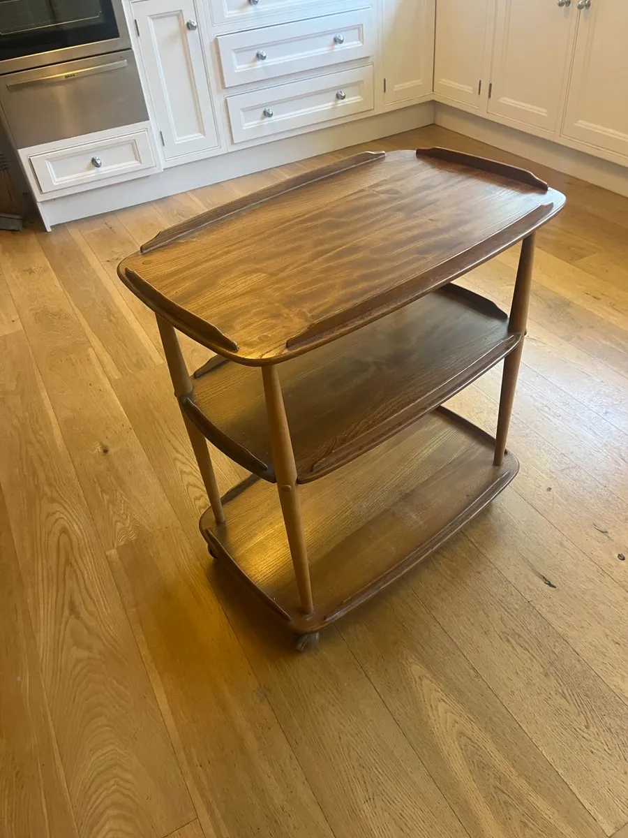 Vintage Ercol Elm & Beech Three‑Tier Drinks Trolly - Image 4