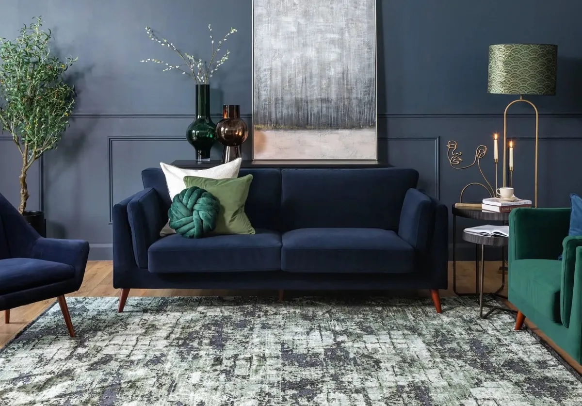 Navy 3-Seater Sofa – Like New! - Image 1