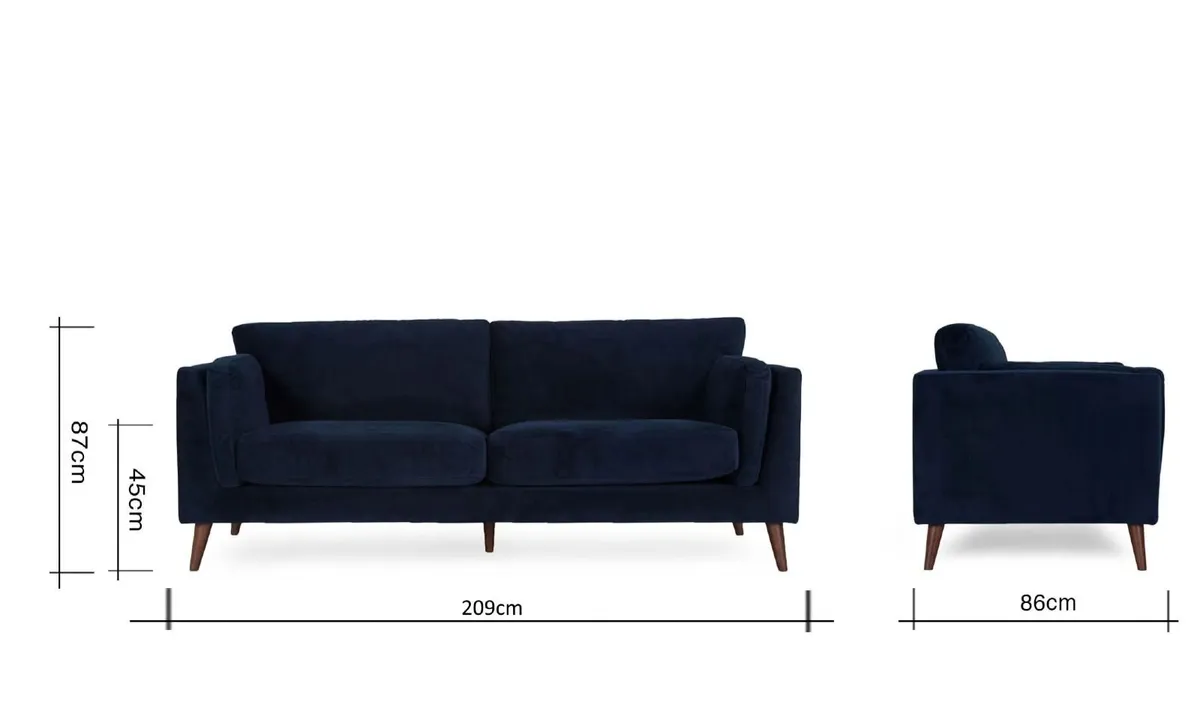 Navy 3-Seater Sofa – Like New! - Image 3