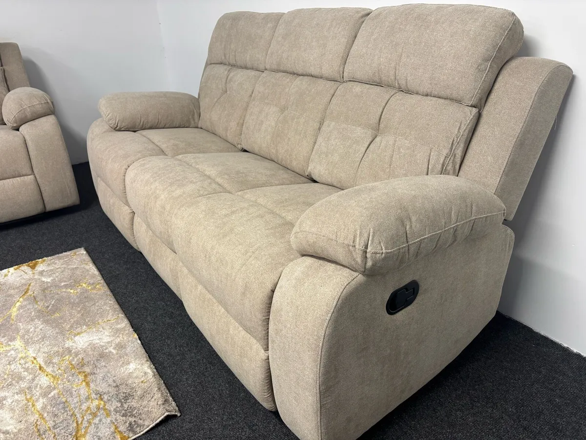 New 3+2+1 Beige Fabric Recliner Sofas - Image 3