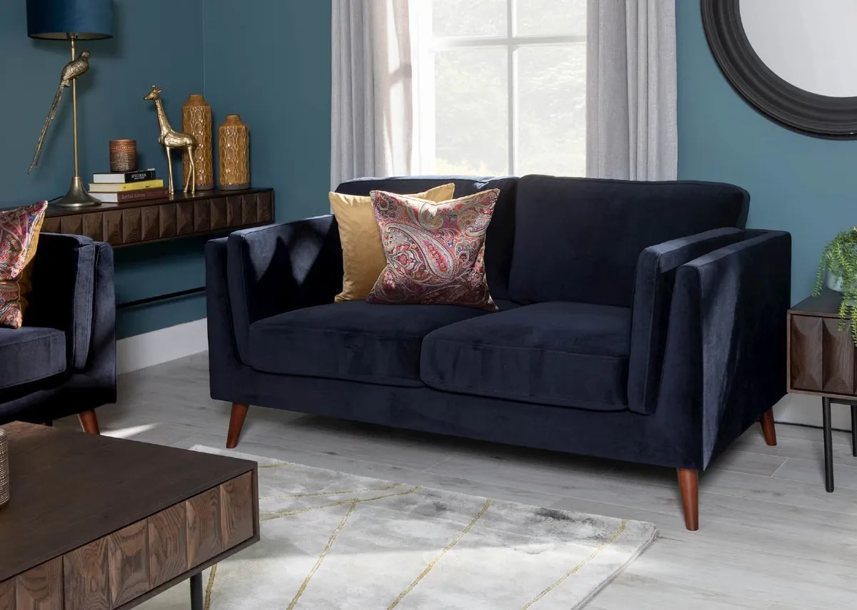 Navy 2-Seater Sofa – Like New! - Image 1