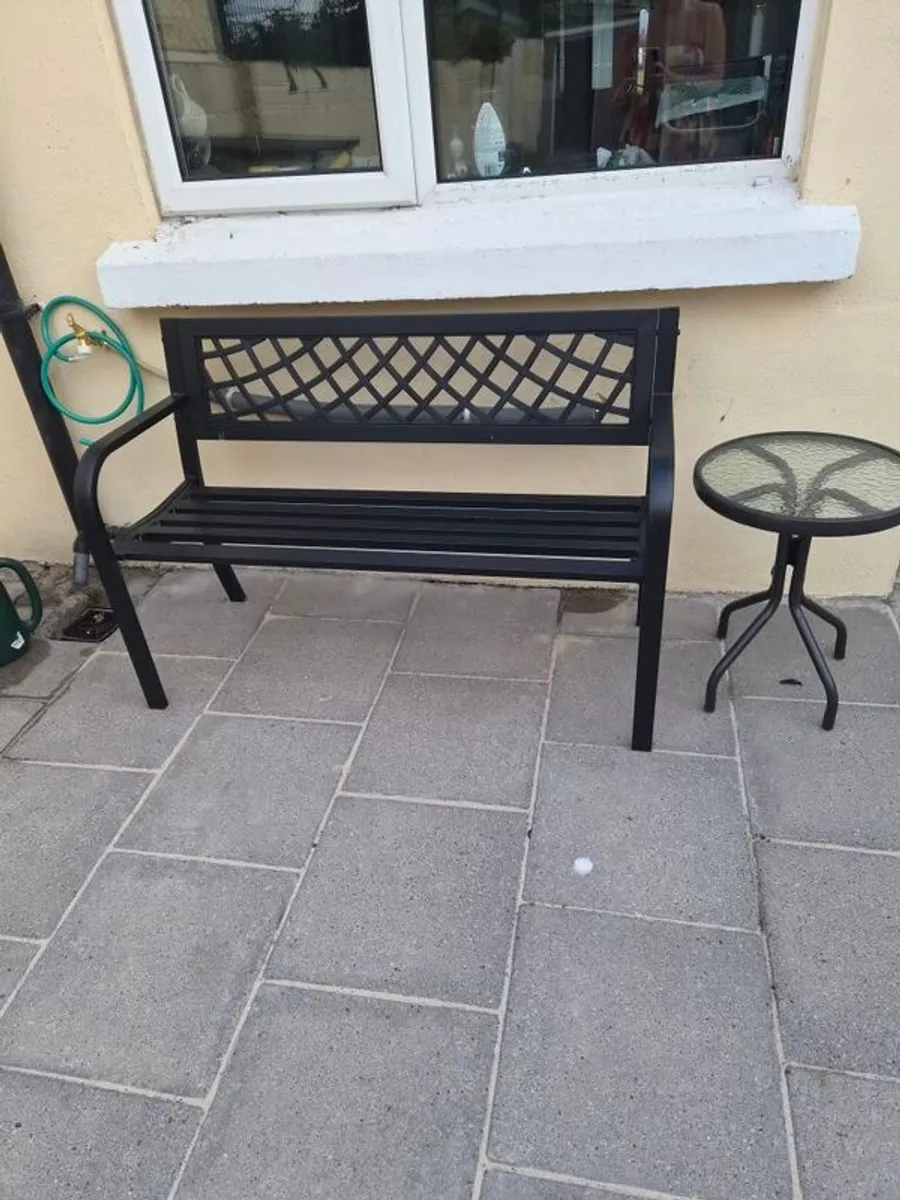 Garden Bench and Side Table - Image 1