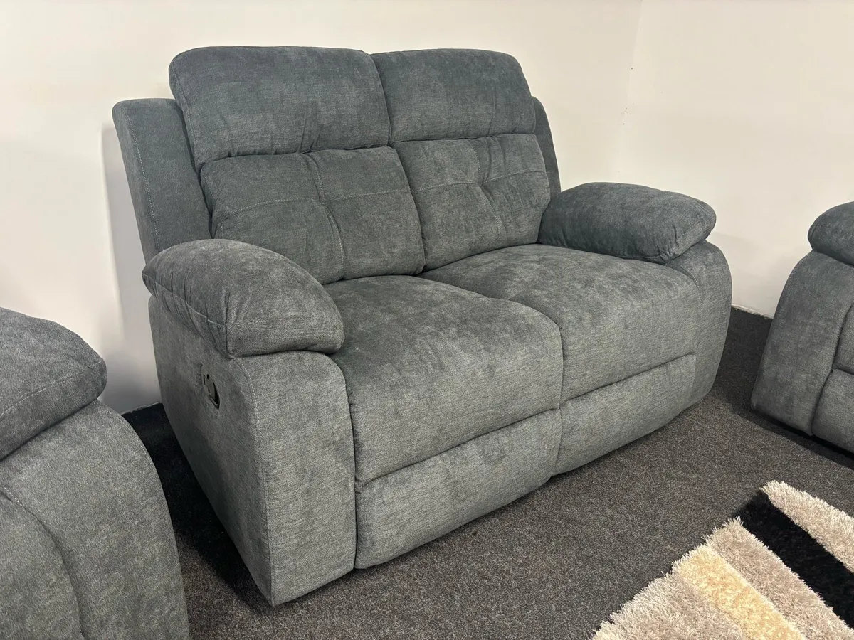 New 3+2+1 Grey Fabric Recliner Sofas - Image 3