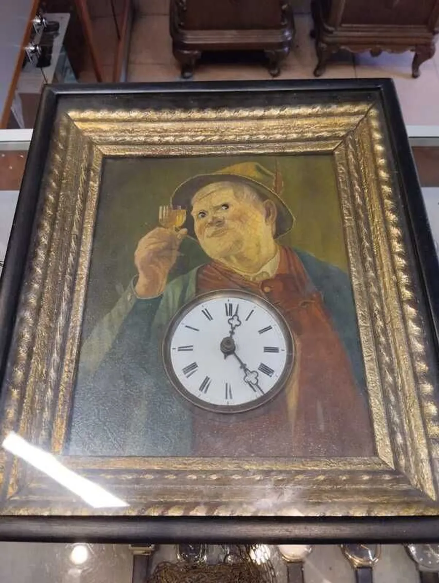 Rare 1880 Black Forest Augenwender  Moving Eyes Picture Clock  Fully Serviced - Image 1