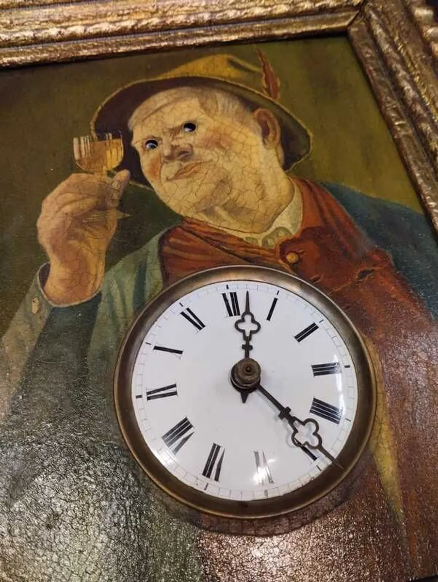 Rare 1880 Black Forest Augenwender  Moving Eyes Picture Clock  Fully Serviced - Image 2
