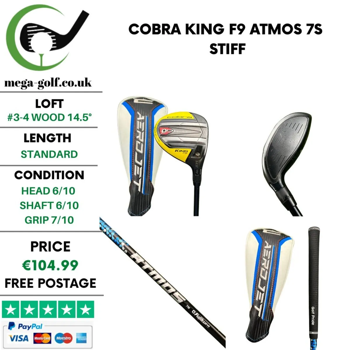 Cobra King F9 #3-4 Wood 14.5° / Atmos 7S Stiff - Image 1