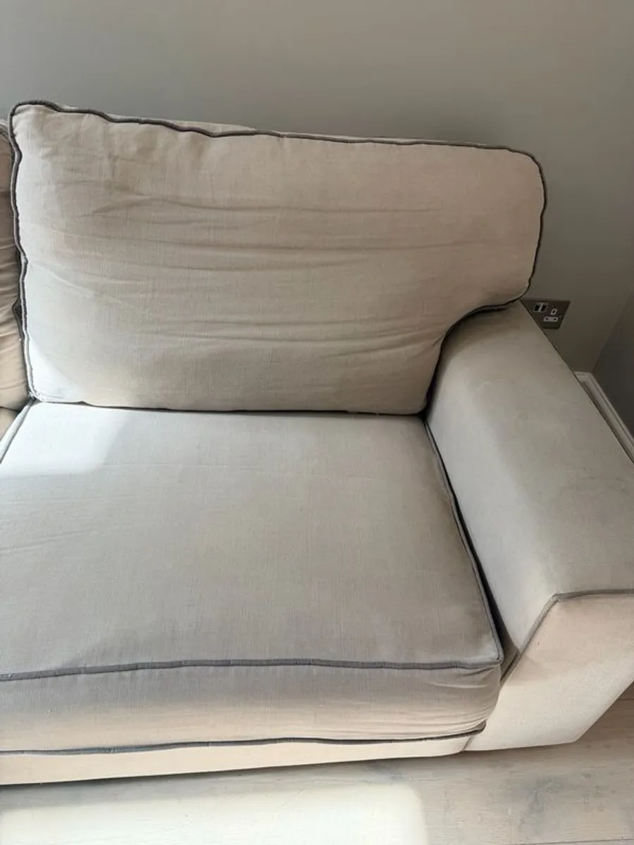 Global Village Sofa, taupe with piping. - Image 3
