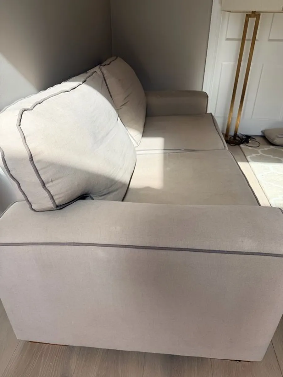 Global Village Sofa, taupe with piping. - Image 4