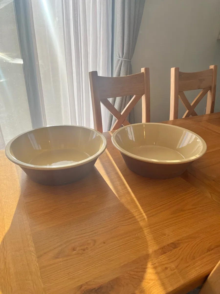 Large Stoneware Mixing Bowls Pair - Image 1