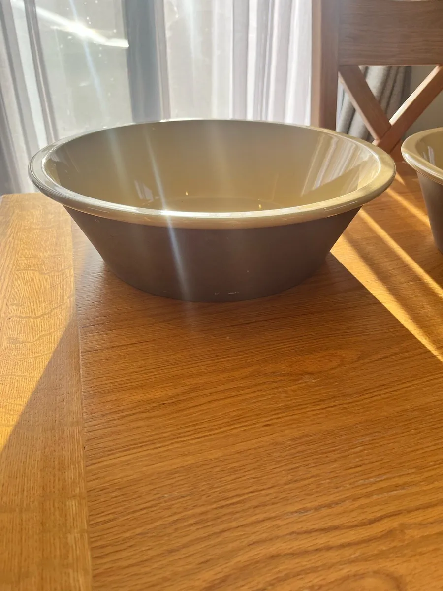 Large Stoneware Mixing Bowls Pair - Image 2