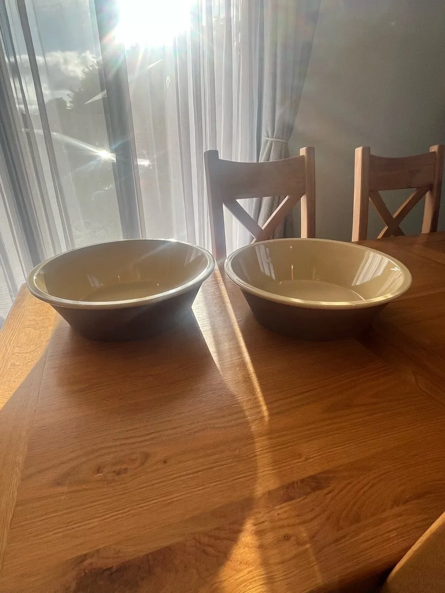 Large Stoneware Mixing Bowls Pair - Image 4