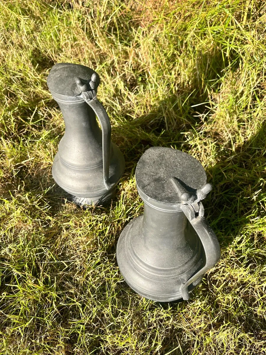 Vintage Pewter Claret Jugs Pair - Image 3