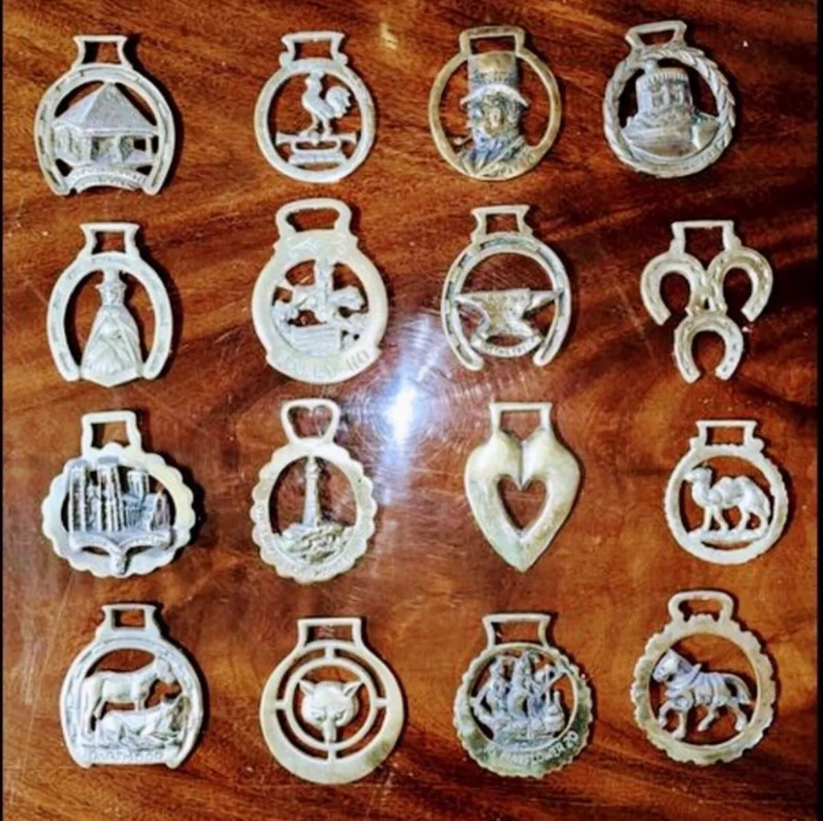 16 vintage horse brass medallions