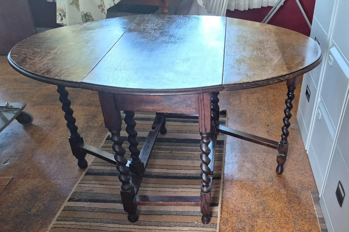 Oak Drop Leaf Barley Twist Table - Image 3