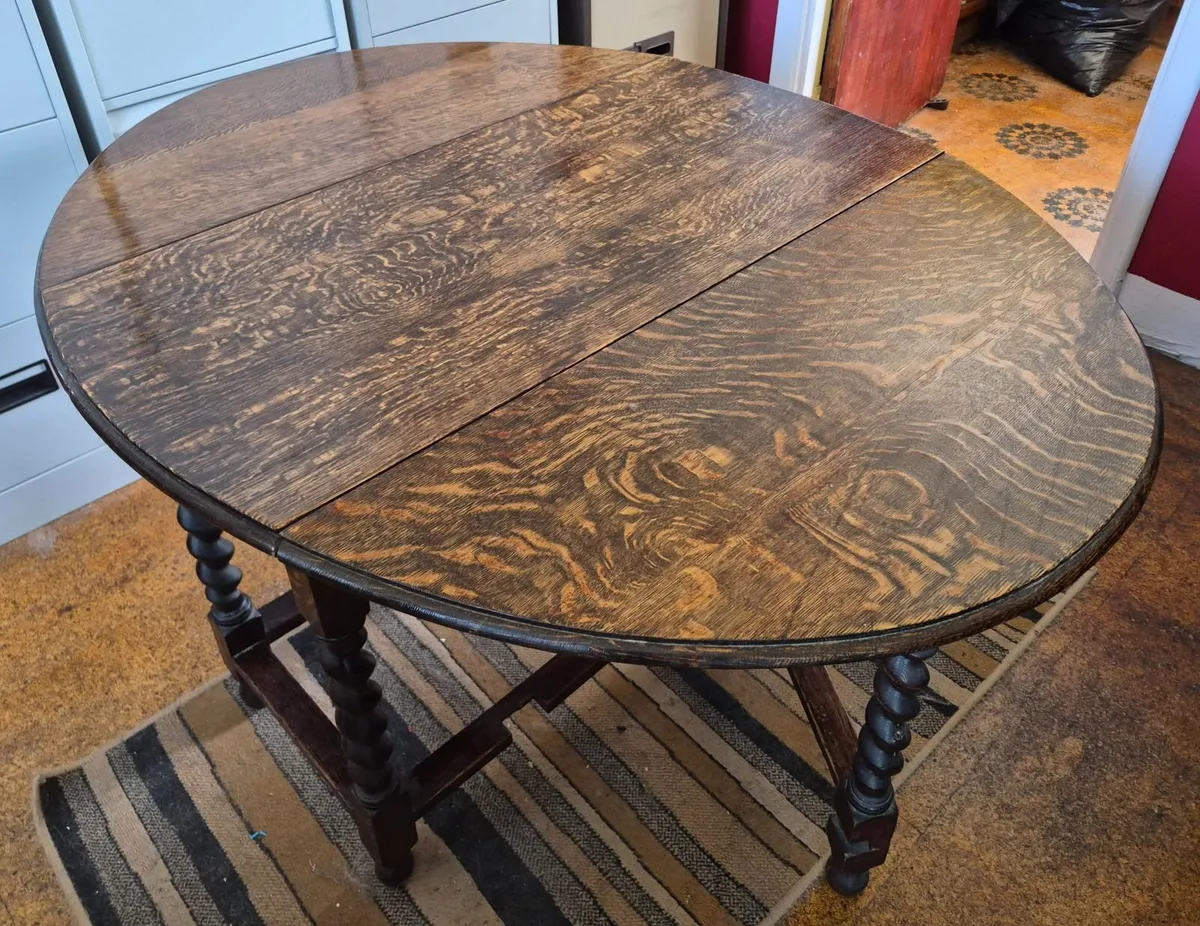 Oak Drop Leaf Barley Twist Table - Image 4