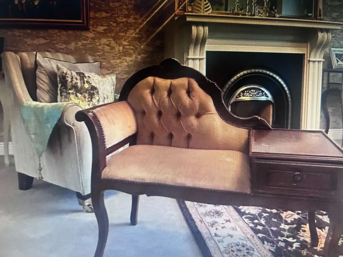Antique telephone table seat - Image 3
